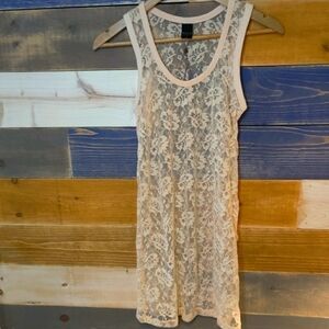 Vila Lace Tunic Dress Tank cream beige M lace